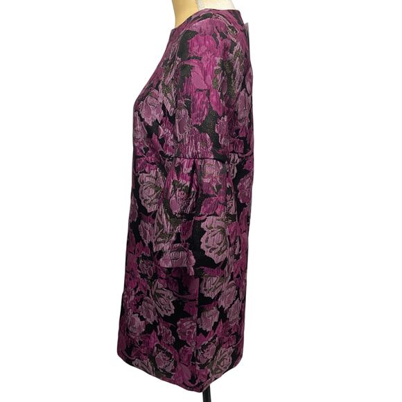 Belle Badgley Mischka New Floral PInk Black "Sharon Dress" Bell Sleeves Size 2 - Picture 3 of 9